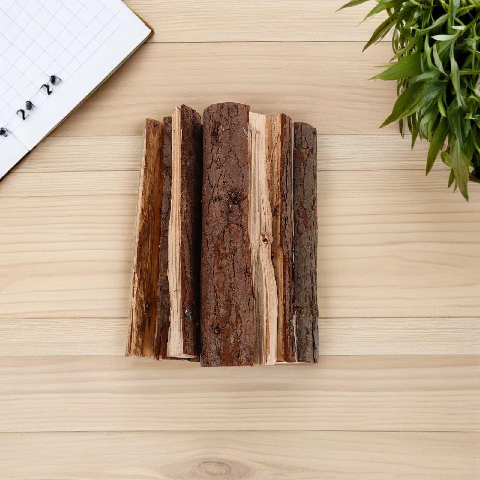 BESTYASH 8 Pezzi Legna da Ardere Decorativa in Legno Naturale 25Cm Corteccia Ceppi per Stufa Barbecue e Braciere Accessori per Caminetti Interni ed Esterni Resistenza alle Intemperie