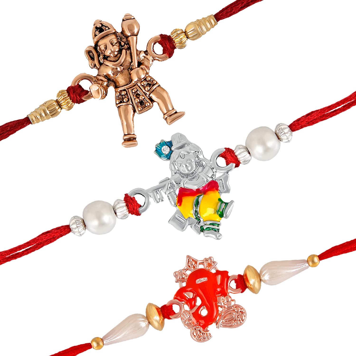 Mahi Combo of Hanuman, Ganesha and Krishana Rakhi (Bracelet) with Artificial Pearl for Kids RCO1105002M (B07VF63LJX) Amazon Price History, Amazon Price Tracker