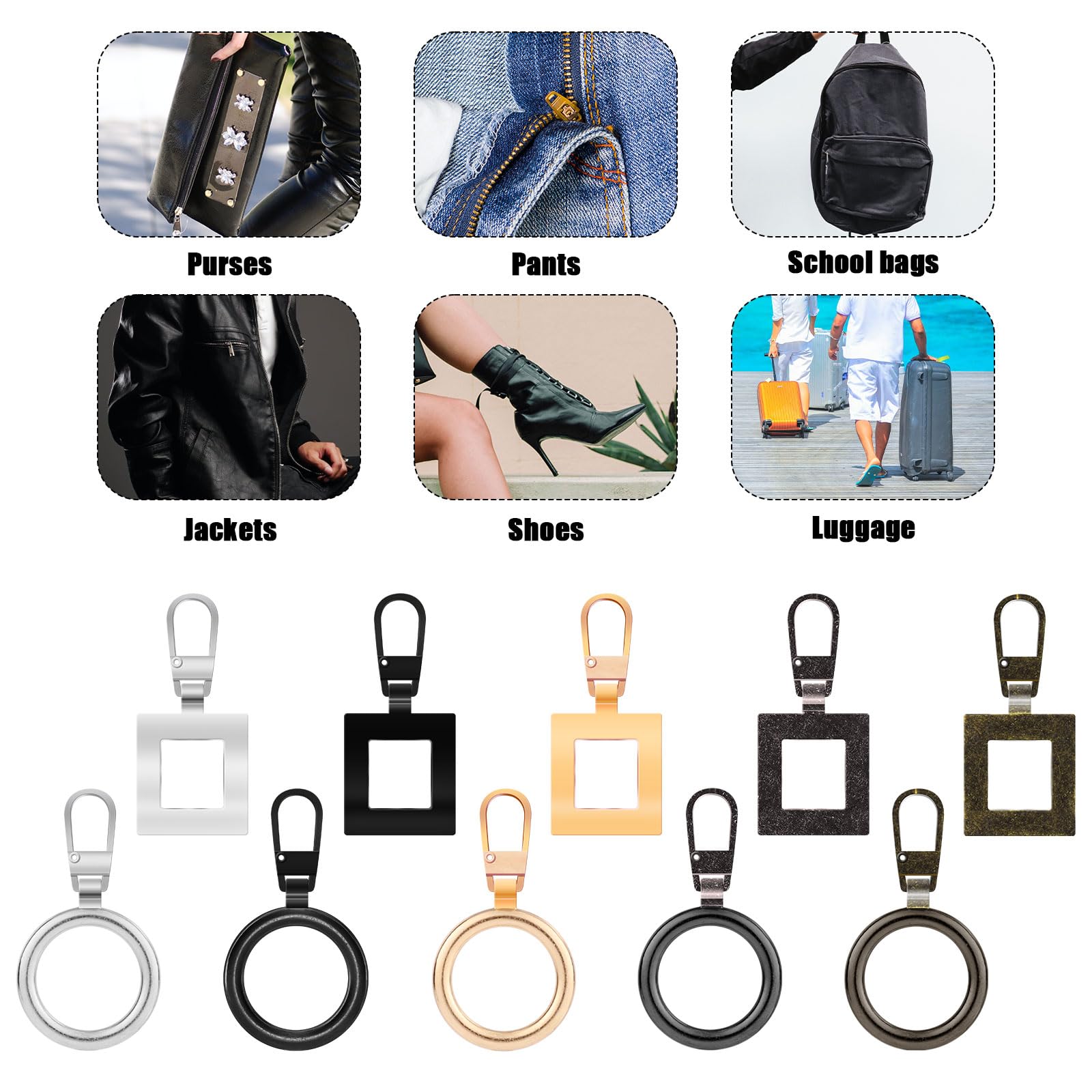 6 Pezzi Cursore Cerniera,Riparazione Del Cursore Della Cerniera Zipper Puller,Cursori Kit Riparazione Cerniere Lampo,Cerniera Kit Di Riparazione Cerniera Di Ricambio,Cursori Per Cerniere Lampo