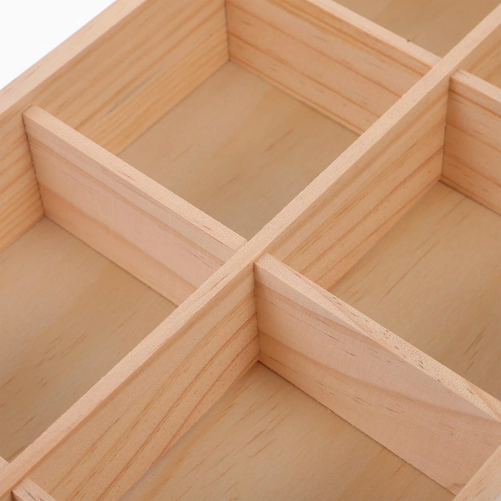 TEHAUX Holz Aufbewahrungsbox mit Fächern Multipurpose Teebeutelbox Beige Kiste mit Unterteilter Struktur für Wohnzimmer und Restaurant
