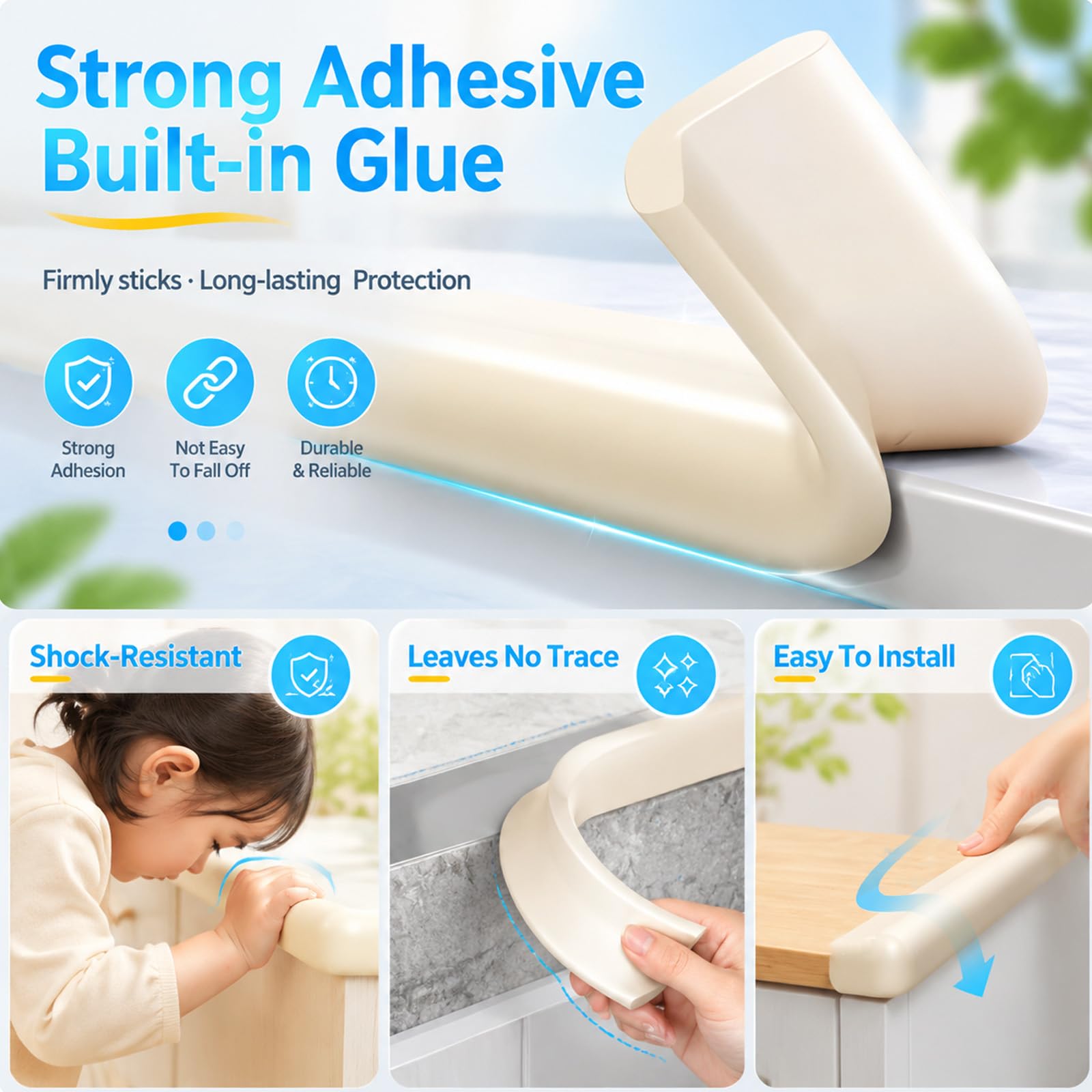 ZOMPAGO Protector de esquina de borde a prueba de bebés, 1 rollo de tira de esquina suave en forma de L, 4 protectores de esquina de seguridad para muebles, protector de pared, autoadhesivo, para
