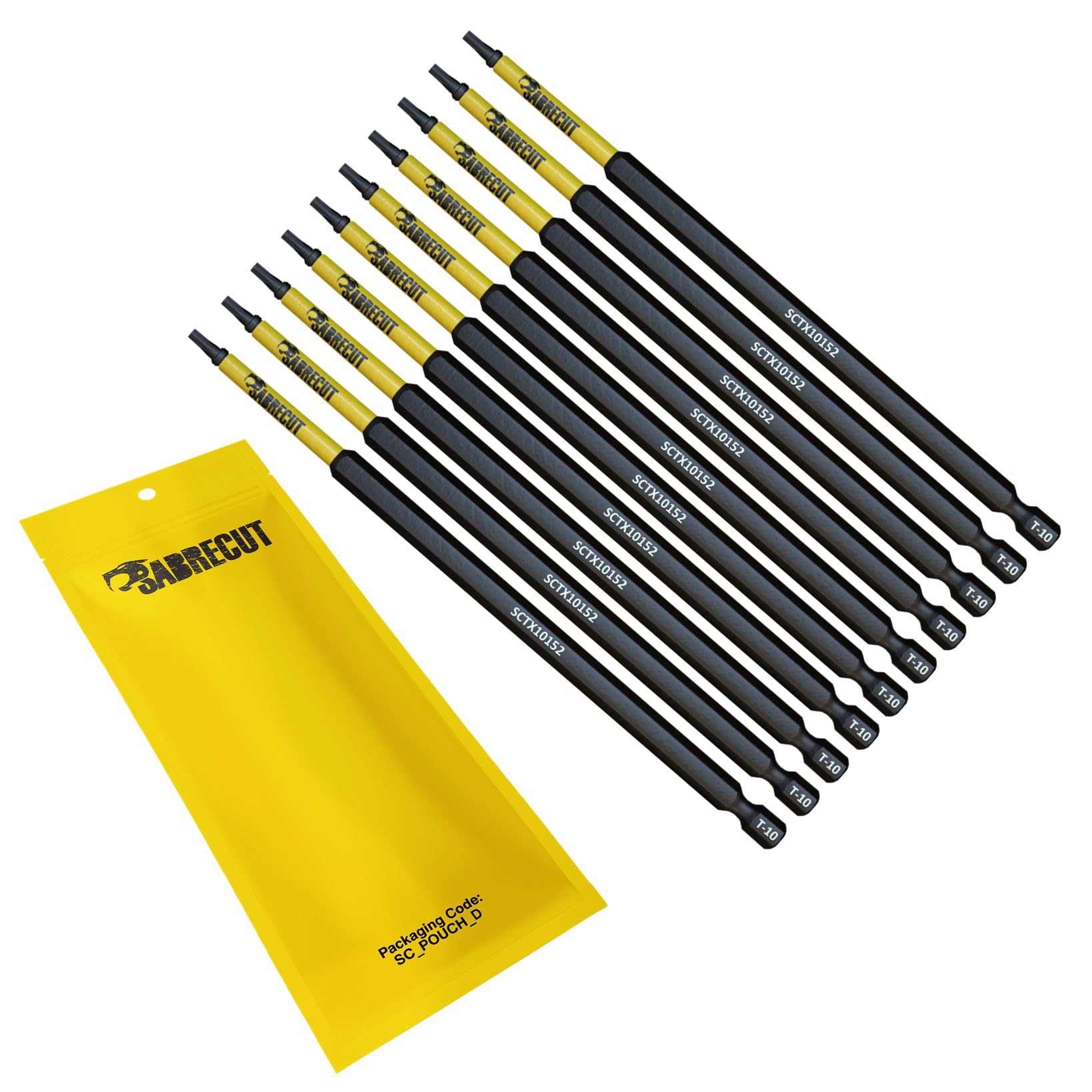 10 x SabreCut SCTX10152_10 152mm T10 TX10 Magnetic Impact Screwdriver Driver Bits Set Torx Heavy Duty