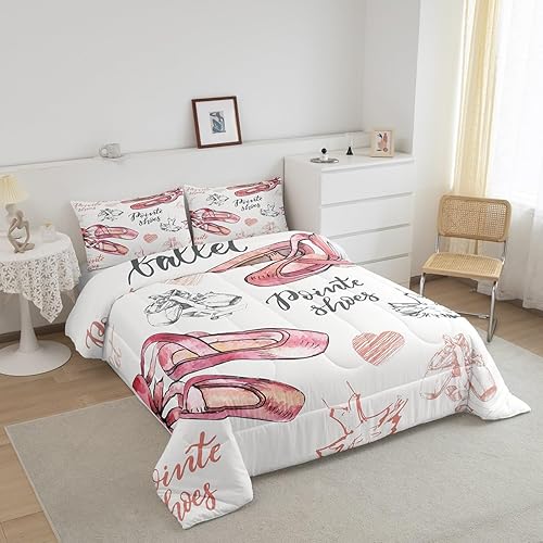 Miniatura 2 de Juego de edredón de ballet para niñas, tamaño individual, falda de princesa bailarina, colección de ropa de cama suave, edredón de bailarina