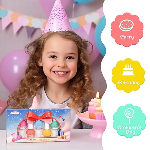 Miniatura 7 de wakaniya Juego de esmaltes de uñas para niñas con kit de esmalte de uñas transparente no tóxico, a base de agua, despegable, secado rápido, bajo