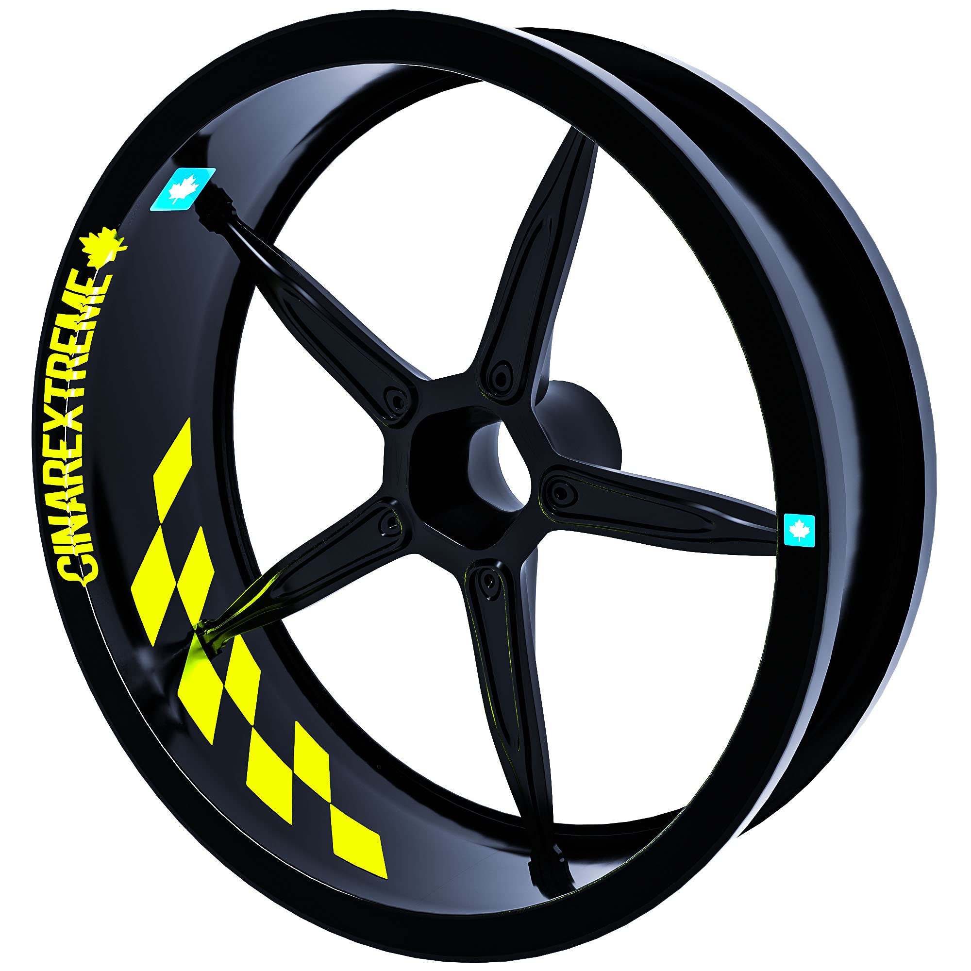 Çınar Extreme Gp Flag Damalı Floresan Sarı İç Jant Şeridi Sticker