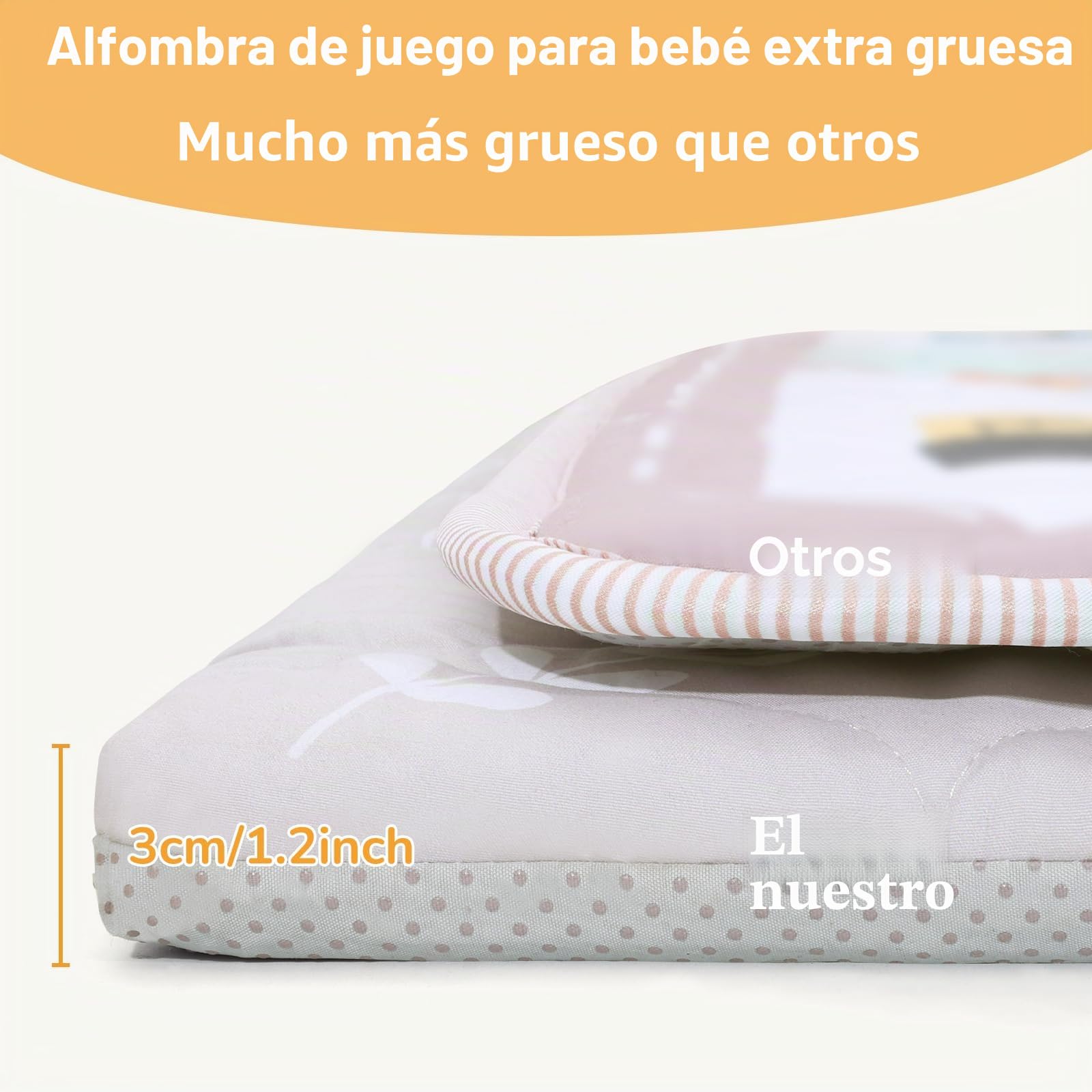 Alfombra Bebe 127×127 cm Desmontable Plegable, Espesar 2cm Alfombra Juegos Bebes Antideslizante, Tapete de Actividades Bebe Alfombras de Gateo Apto para Interior/Exterior/Valla (Animales con Líneas)