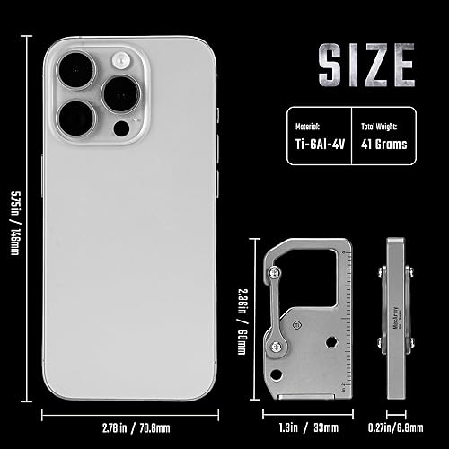 Miniatura 3 de MecArmy EH4 - Destornillador de bolsillo multiherramienta 4 en 1 de titanio con 3 puntas de doble extremo, versátil llavero EDC de liberación rápida