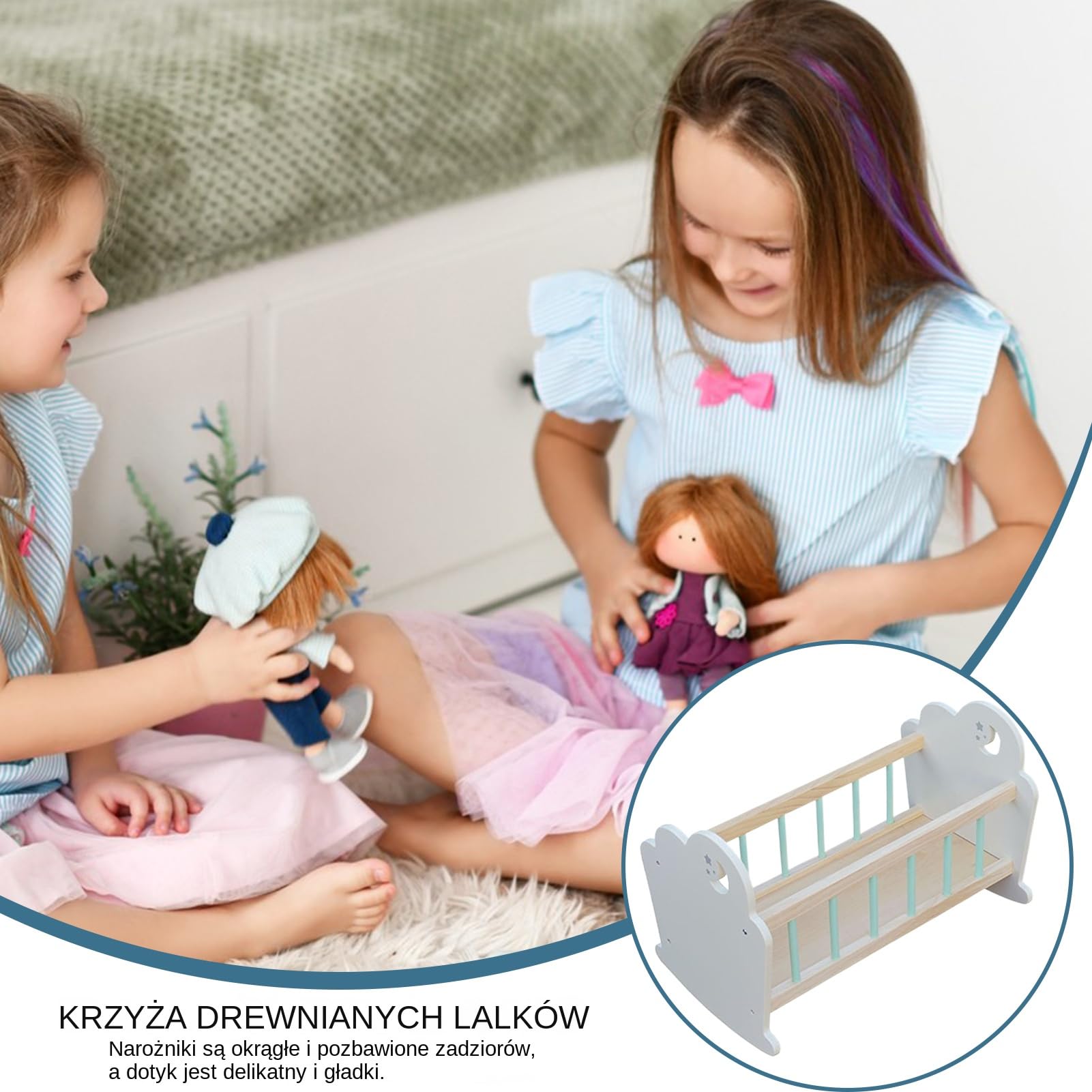 Łóżeczko Dla Lalek Miniaturowe Meble Do Spania Z Drewna | Akcesoria Mebli do Spania dla Chłopców i Dziewczynek Zabawy w Domek dla Lalek