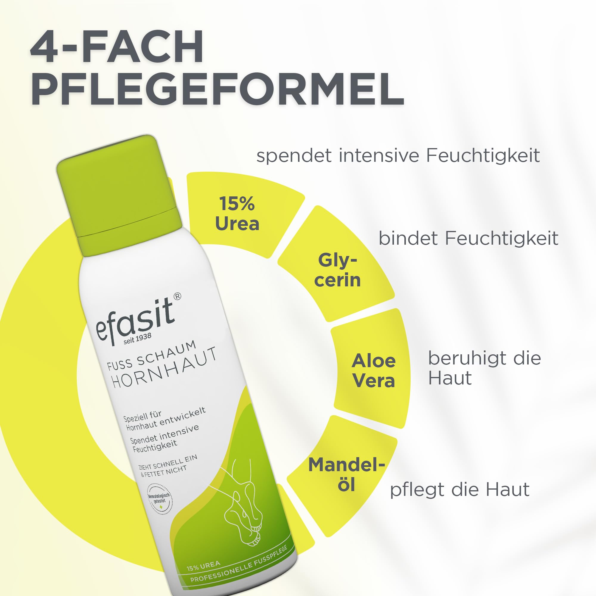 efasit Espuma para pies con 15% de urea, apto para diabéticos, vegano, 125 ml