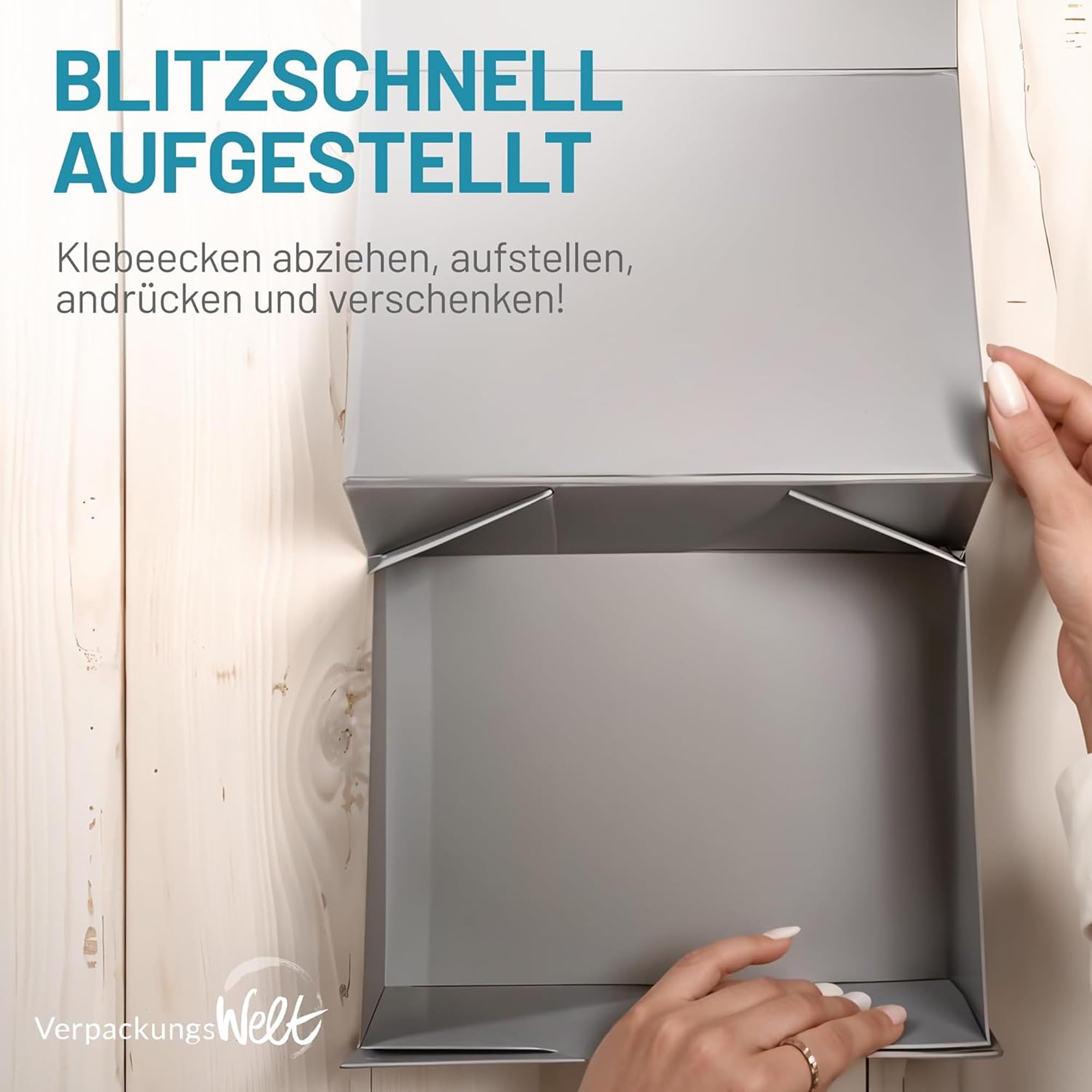 Verpackungswelt Geschenk-Box mit Deckel | 38 x 27 x 14 cm (10er Pack) | Geschenk-Karton mit Magnet-Verschluss | Perfekt für Geburtstag, Hochzeit, Weihnachten, Geburt | Geschenk-Verpackung in Schwarz