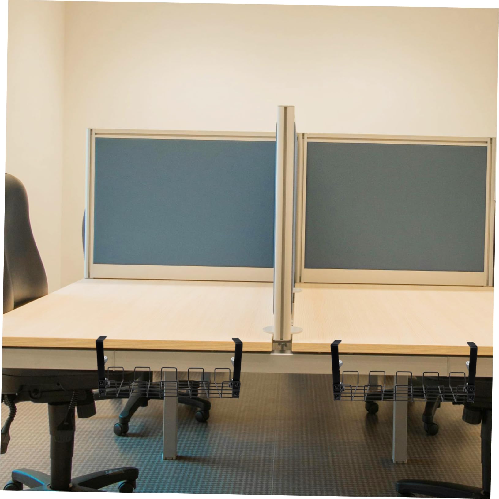 Organizador de Cables Negro Debajo del Escritorio de Acero al Carbono | Caja de 18 Unidades, para Dormitorio y Oficina, Instalación Sencilla y Gestión Ordenada