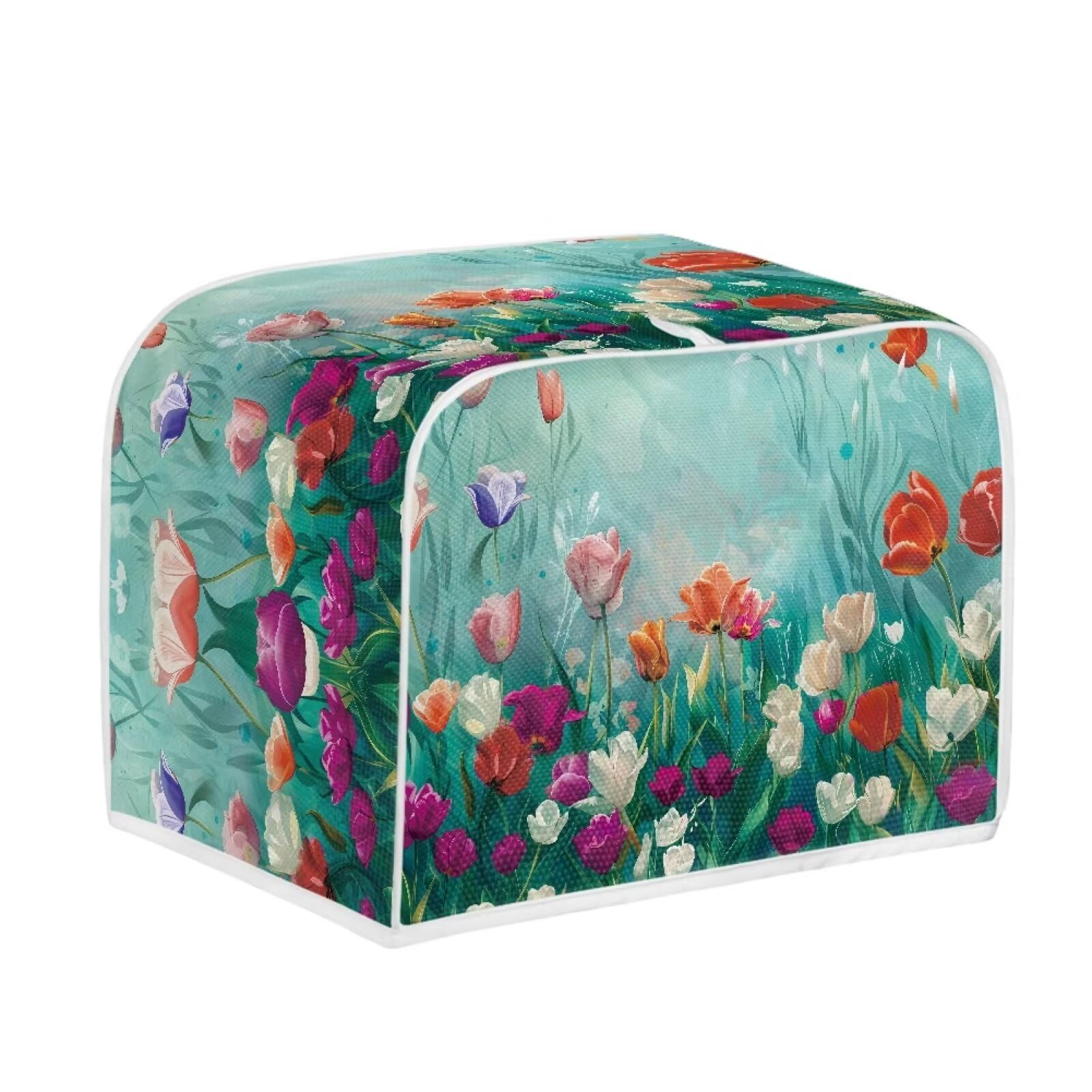 Yuuxorilu Flower Toaster Cover 4 Slice Small Appliance Toaster Cover with Hanger for Kitchen,Washable and Dust Protection Machine Washable