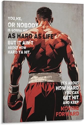Póster inspirador de citas de película de boxeo, películas retro clásicas, motivacionales, vintage, regalos de arte de pared para hombres, amigos,