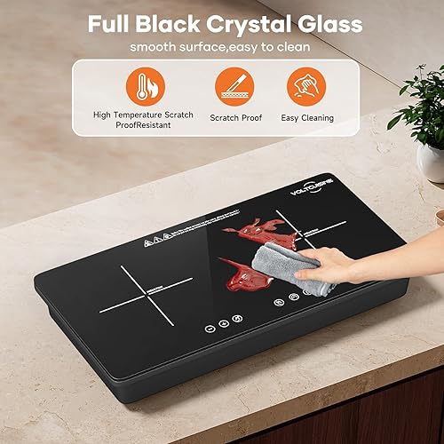 Miniatura 5 de Placa de inducción portátil, estufa eléctrica de placa caliente de 1800 W para encimera, quemador de inducción superior de precisión, potente con 8