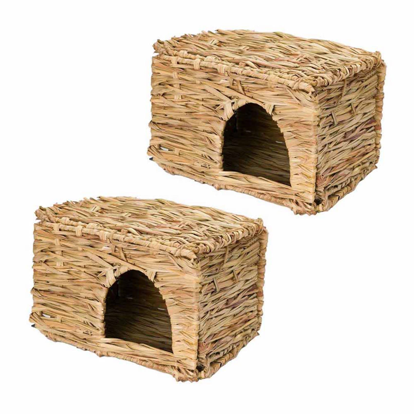 Jouet d'herbe tressé pour lapin et furet maison pliable amusante