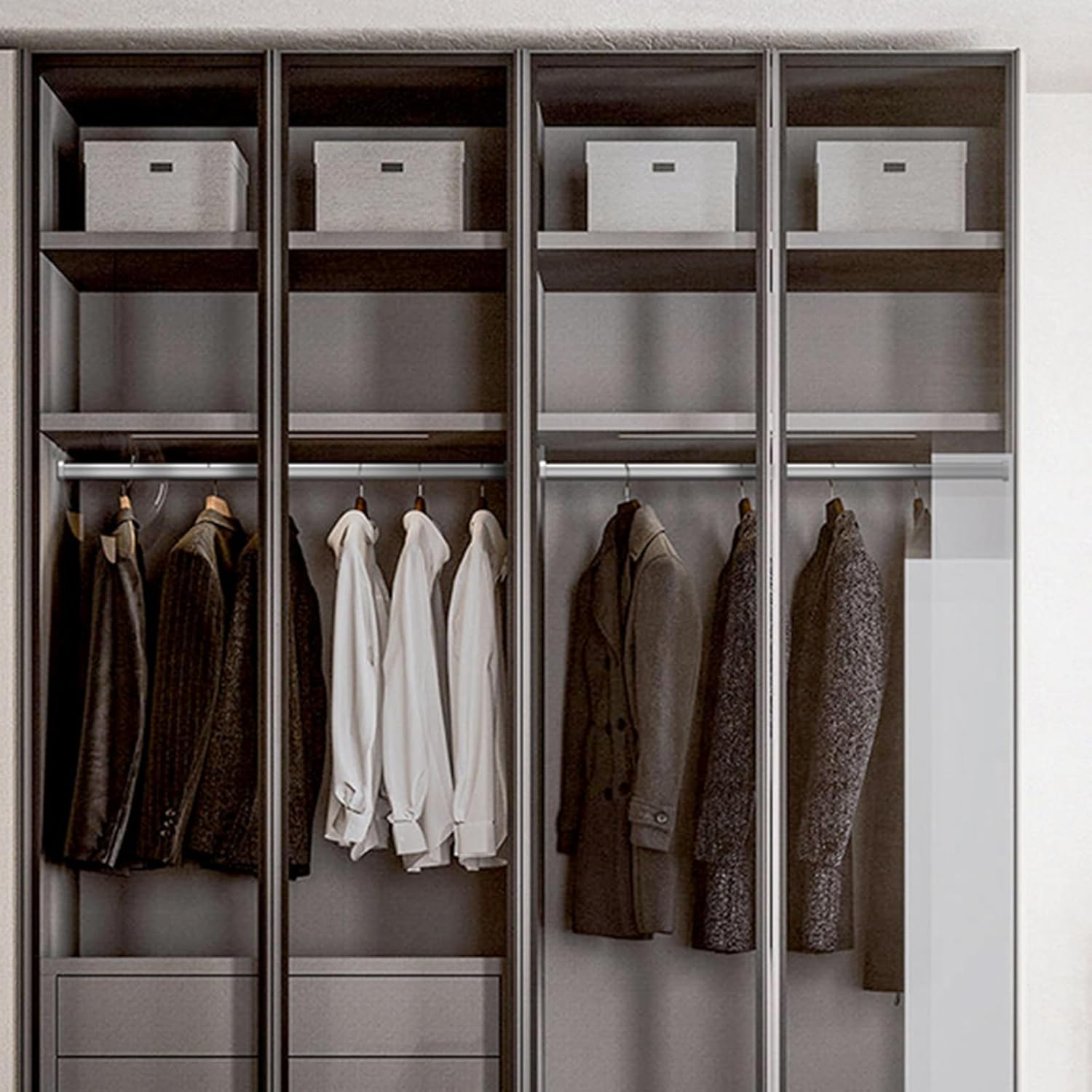 Closet Rod for Hanging Clothes, Bedroom Closet Hanger Rod, Metal Wardrobe Extender Hanging Rods/Oval Clothes Bar for Shower Laundry Room, Drilling Garment Rail Tube with End Supports(Silver,140cm/55in