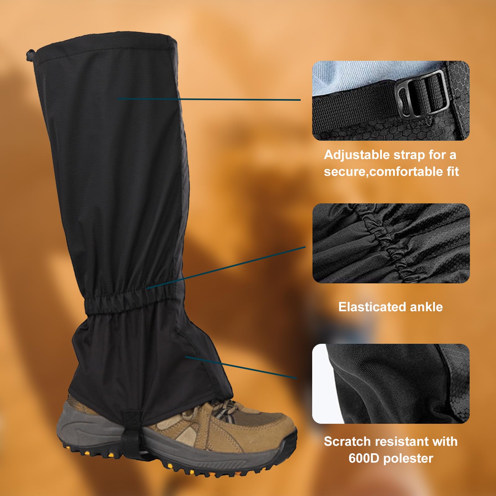 Legginsy outdoorowe, wodoszczelne, pyłoszczelne, regulowane, oddychające ochraniacze na nogi, wodoszczelne, do użytku na zewnątrz, legginsy