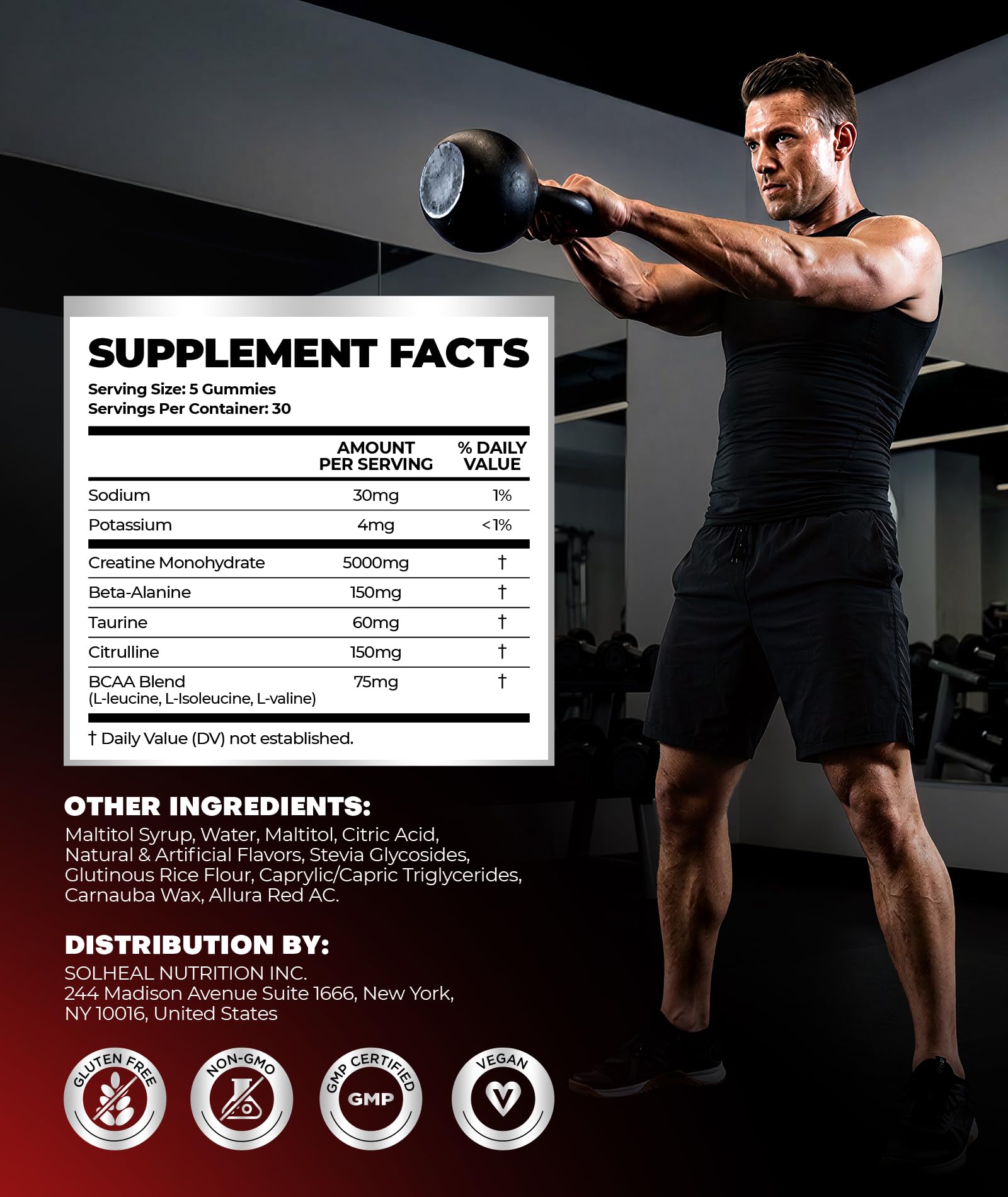 NSF 5g Real Creatine Monohydrate Gummies Redefine Strength Gains, 4-in-1 Advanced Formula to Boost Muscle, Endurance & Recovery, Pre-Workout Gummy for Men & Women 0 Sugar Low-Cal Vegan Gluten-Free — Amazon image 6