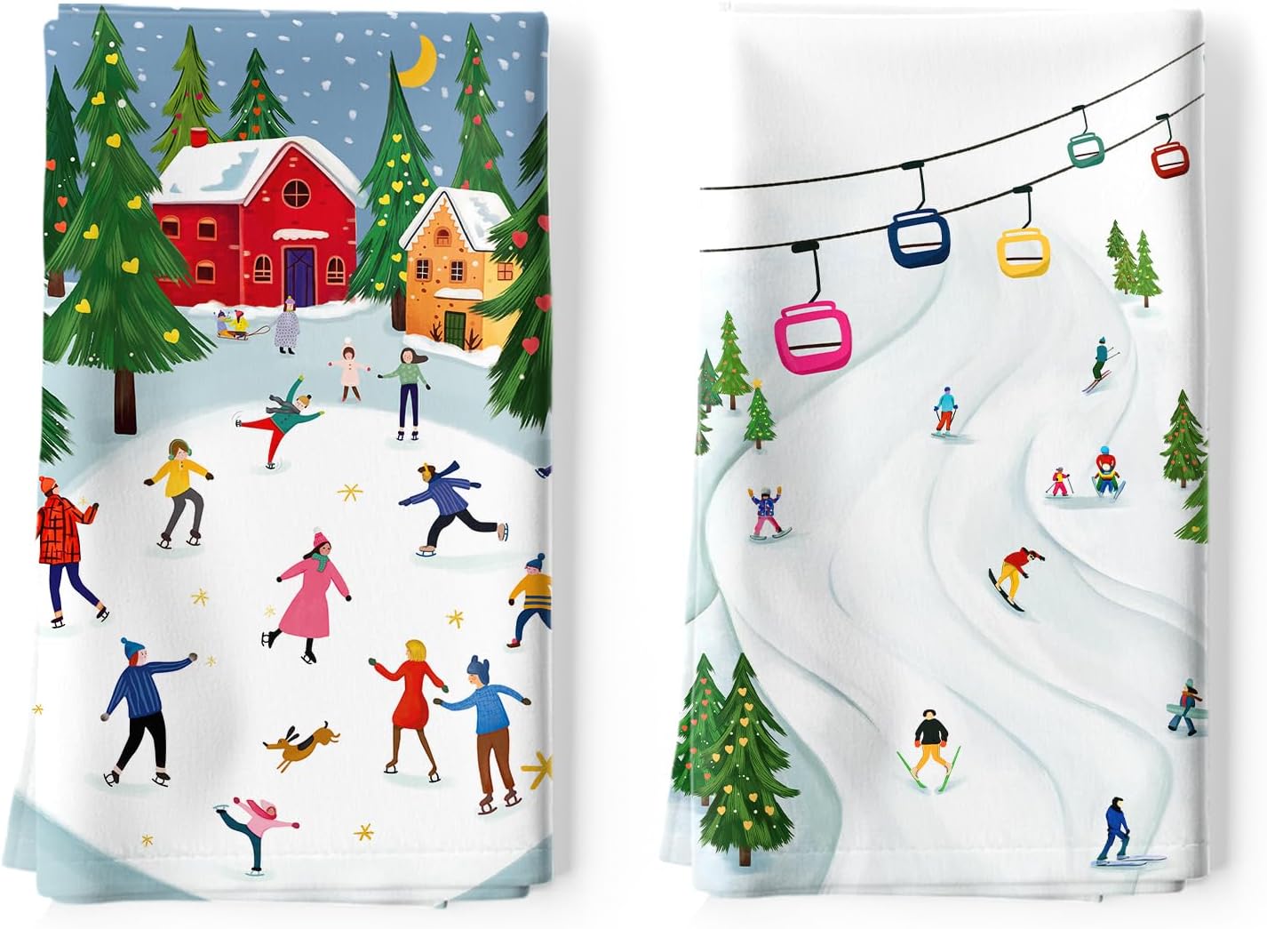 Christmas Snowman Deer Tea Towels, Cotton Kitchen Towel 18.9 × 27.5 inch, Quick Drying Dish Cloth for Party Anniversary Holiday Decoration Housewarming Gifts
