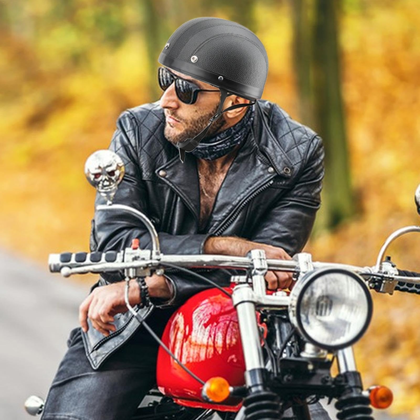 Kaski Półtwarzowe Retro Dla Mężczyzn I Kobiet Z Ciepłymi Nausznikami I Rondem - Idealne Do Skuterów I Motocykli