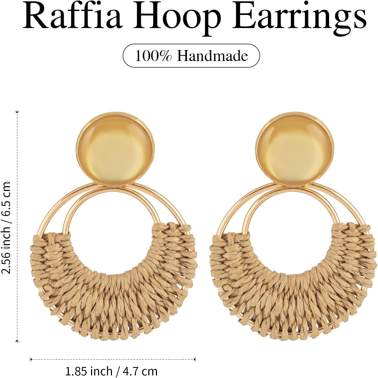 Boho Rattan Dangle Earrings for Women Trendy - Geometric Straw Raffia Earrings for Summer Beach Vacation - Image 6