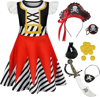 Girls Pirate Costume for Kids Halloween Dress Up Cosplay Pirate Outfits