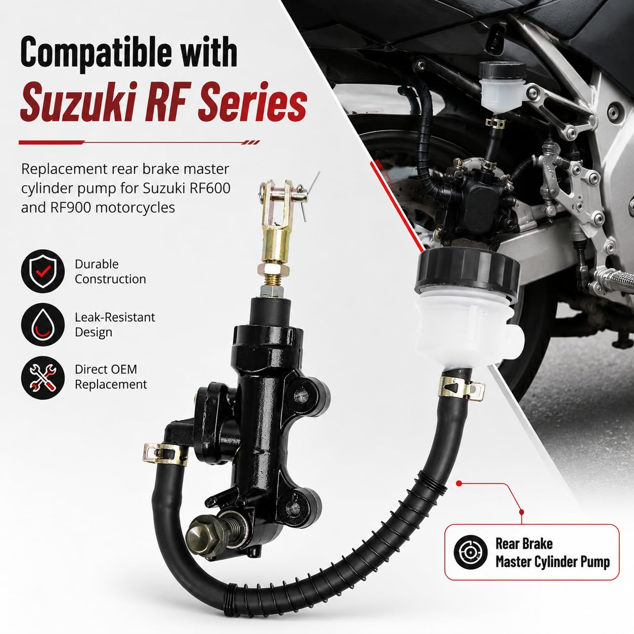 QKPARTS - Pompe maître-Cylindre de Frein arrière pour Suzuki GSXR 600 750 1000 1100 GSX1300R Hayabusa