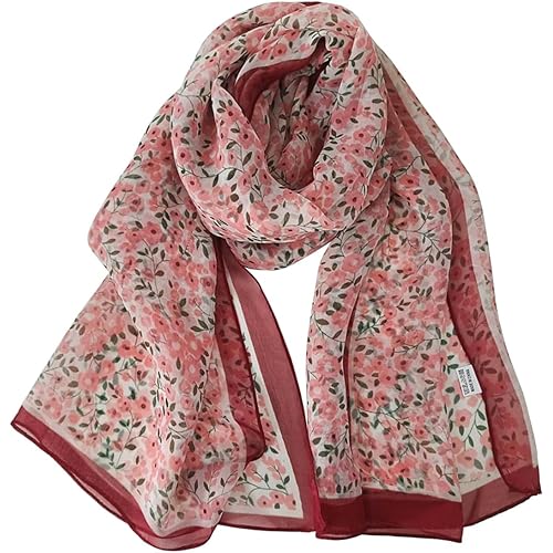 MINIDORA Lightweight Scarves for Women Elegant Floral Pattern Scarf Shawls Sunscreen Head Shawls