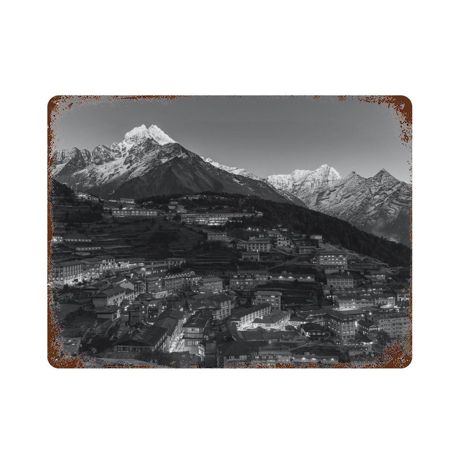 xiaoxiaoshen Black And White Nepal Photo Decor Asia Wall Decor Art Metal Tin Poster Modern Home Decor Art Home Bar Shop Decorations Vintage Sign 30x40cm