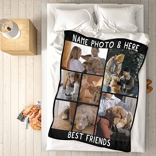 Miniatura 10 de Cobijas personalizadas con fotos manta personalizada hecha en Estados Unidos Navidad cumpleaños boda para padre mejor amigo madres parejas novio