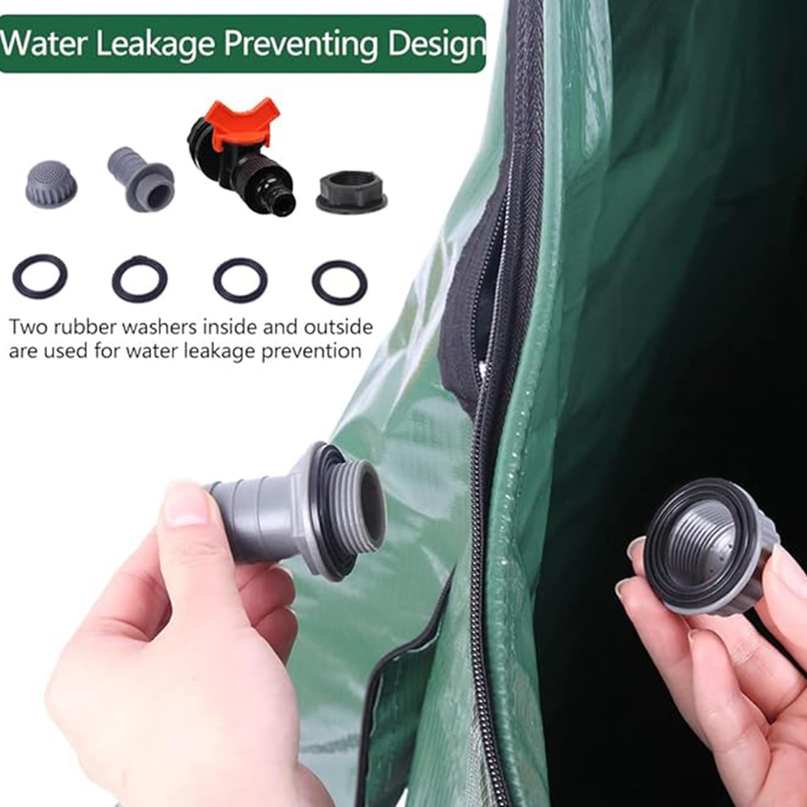 Barile per la raccolta dell'acqua piovana pieghevole da 13 galloni/50 litri in PVC con rubinetto e foro di troppopieno Chiusura con cerniera Serbatoio di stoccaggio dell'acqua finemente sigillato