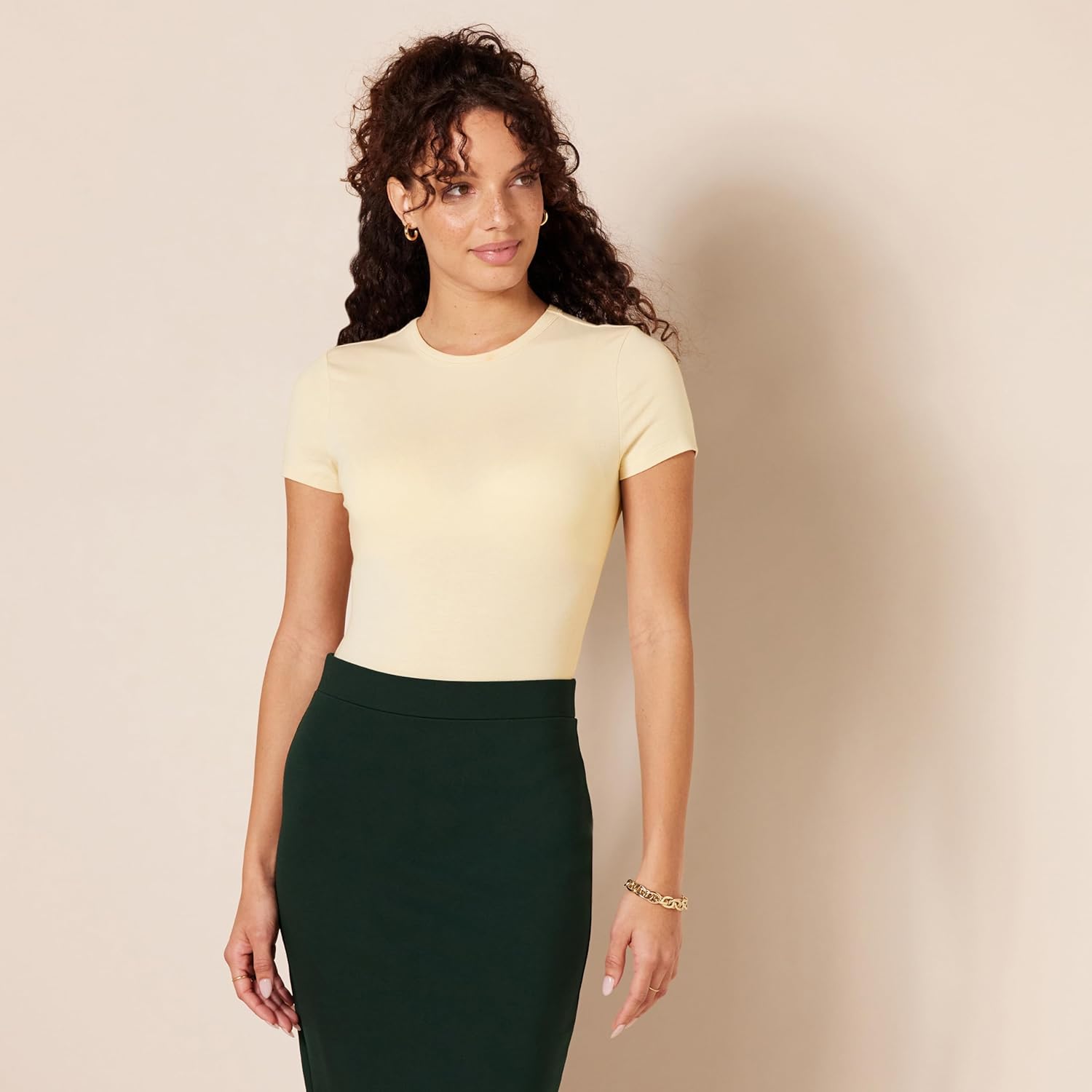 Amazon Essentials Women's Stretch Cotton Jersey Slim-Fit T-Shirt Bodysuit, Pack of 2 - Image 2