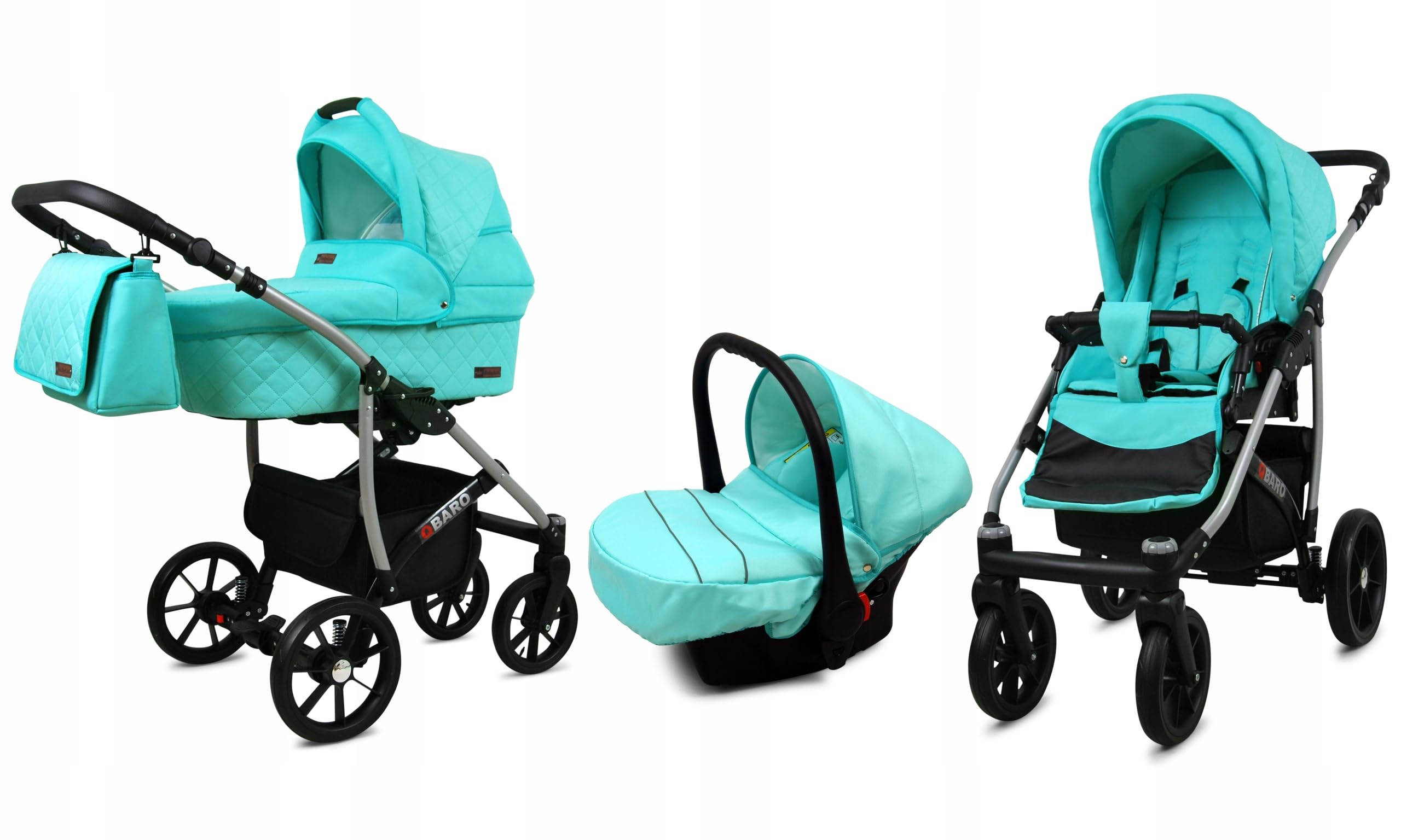 BabyLux Kinderwagen Set 3 in 1 Qbaro Babywanne Buggy Sportsitz Auto-Babyschale Kombikinderwagen Wickeltasche Regenschutz