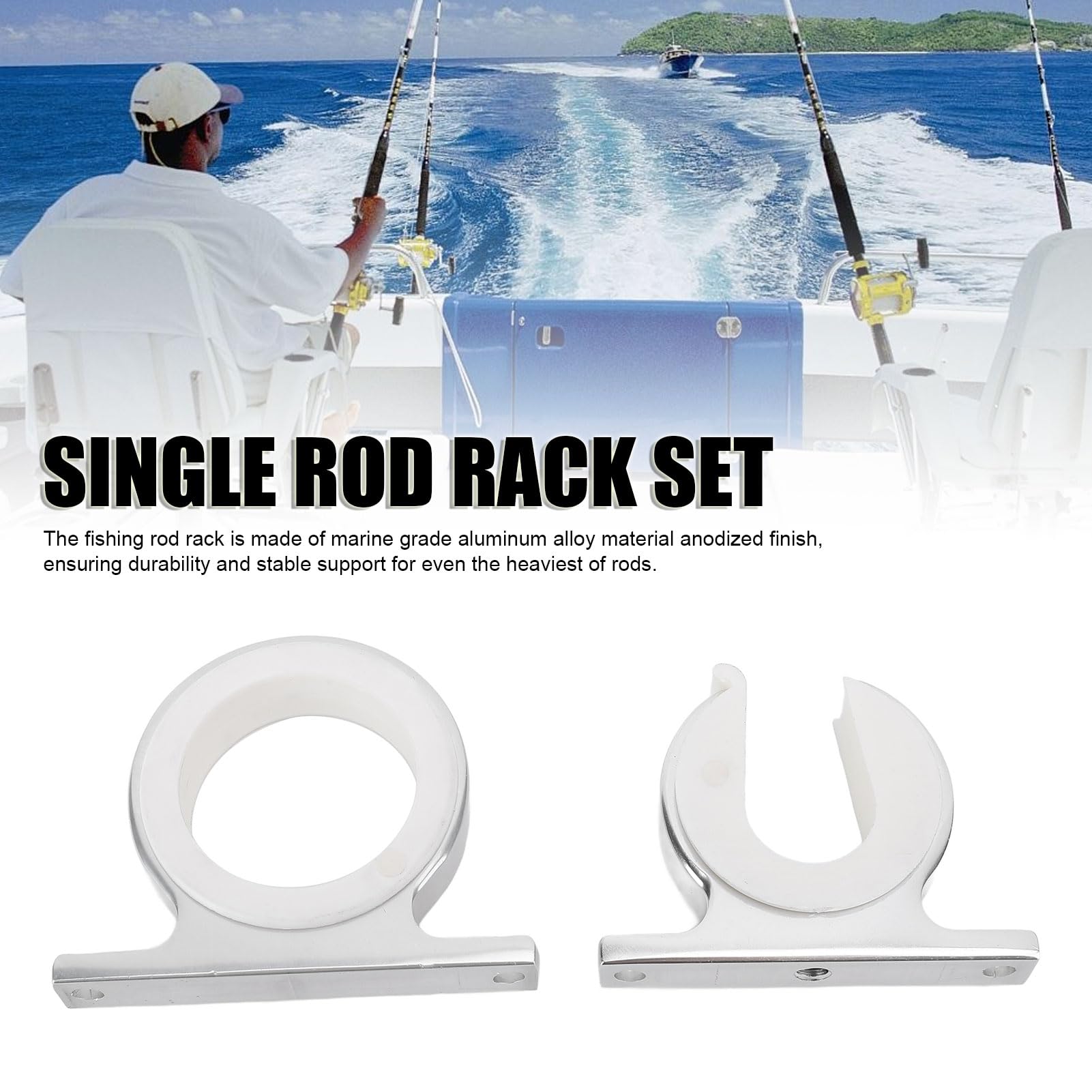 Aluminum Alloy Single Rod Rack Set - Multifunctional Fishing Rod Holder with Anodized Finish for Secure Support and Flexible Installation on Wood or Metal Surfaces
