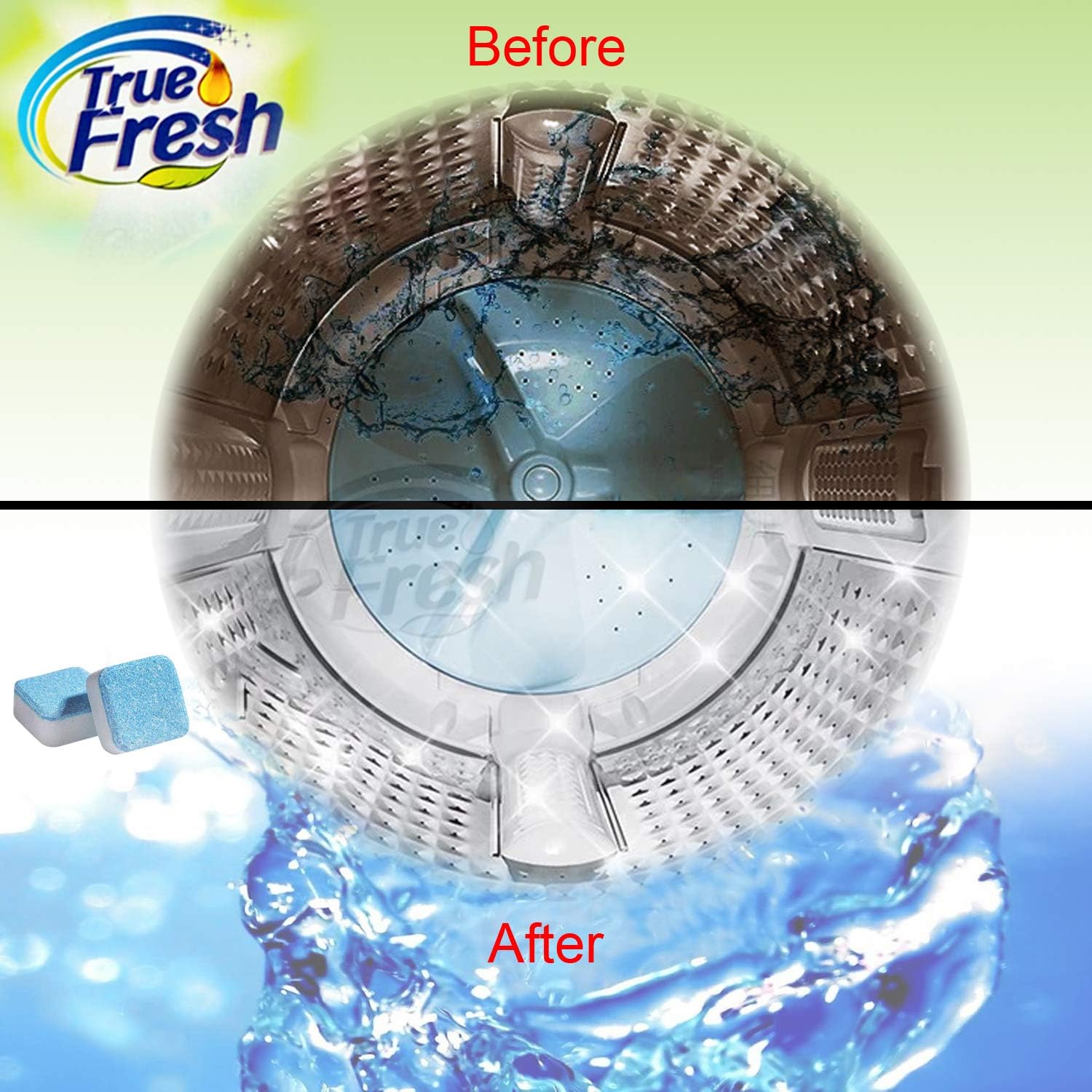 True Fresh Washing Machine Cleaner Tablets, 25 Solid Deep Cleaning Tablet, Finally Clean All Wash Machines Including HE Front Loader Top Load : Health & Household