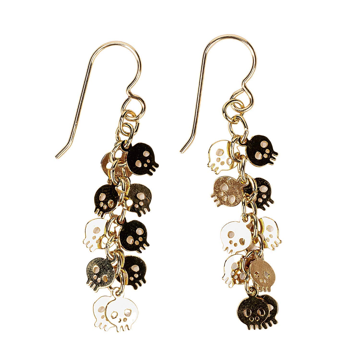 Skull Chain Tassel Dangle Earrings | Fall Autumn Halloween Jewelry | Silver, Gold, or Rose Gold (Gold)