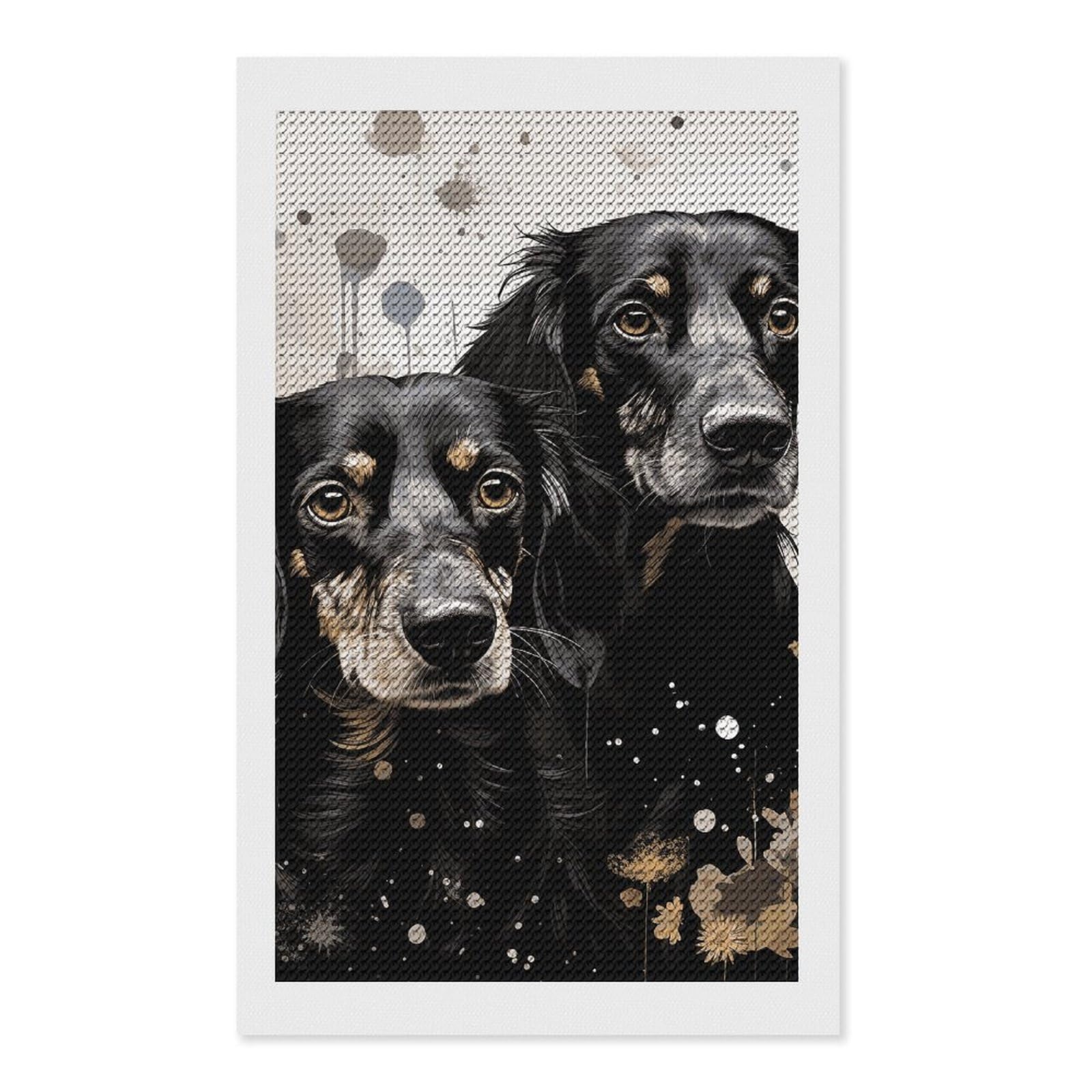 Black Dachshund Diamond Art Kits for Adults, DIY 5D Diamonds Painting Kits for Beginner, Round Full Drill Diamond Dots Painting, Diamonds Pictures Gem Art and Crafts Wall Decor 12"x20"