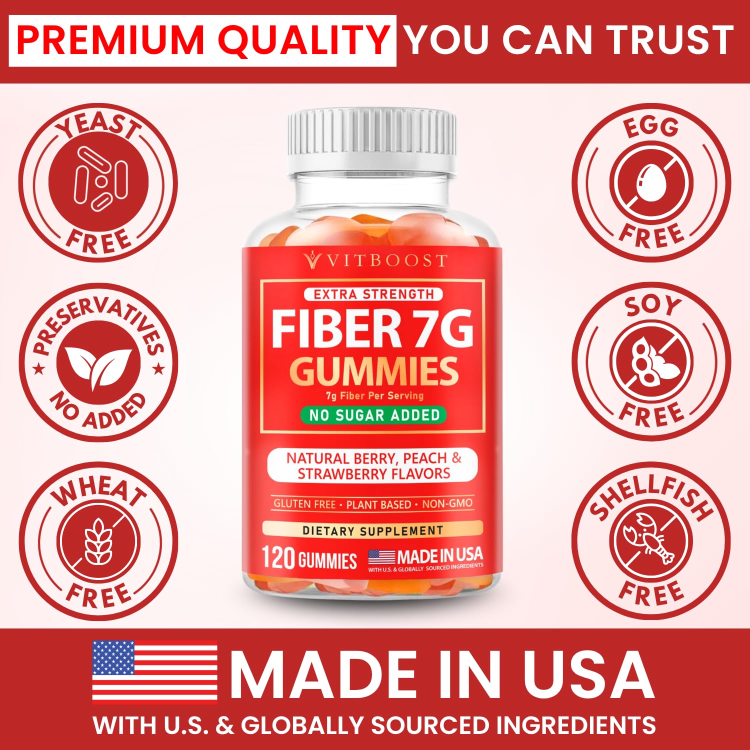 Fiber Gummies for Adults 7g - Digestive Health & Regularity - 120 Count — Amazon image 3