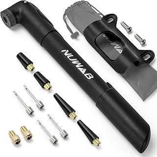 NUWAB Mini Bike Pump, 9.4" Hand Bicycle Pump, Quick Balloon Pump, Portable Multi-purpose Pump,Suitable for All Bikes and Balls, Swimming Rings, Come with Ball Needles, Nozzles and Converters
