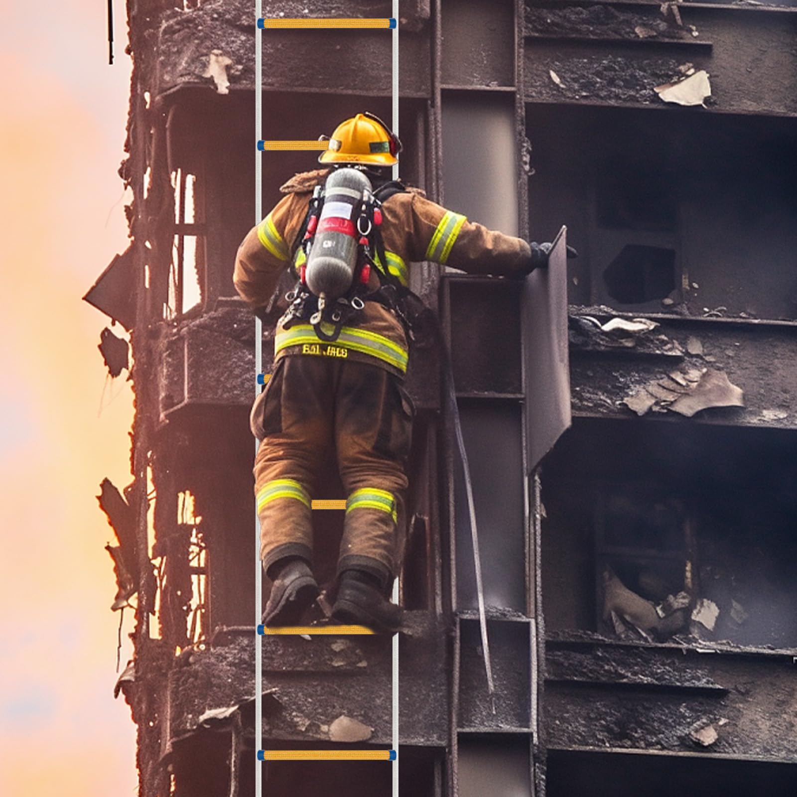 Escalera de cuerda 12 m 200 kg resistente al fuego cierre de seguridad rescate exterior balcón