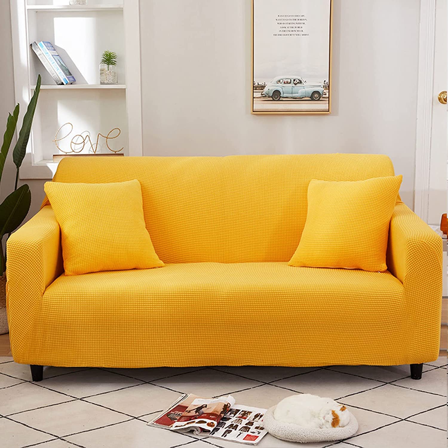 MGEMJMJ Armchair Slipcovers,Stretch Water Resistant Non Slip Thick Sofa Cover Couch Cover For Living Room Sofa 1 2 3 4 Seater(Size:2 Seater(145-185cm),Color:B)
