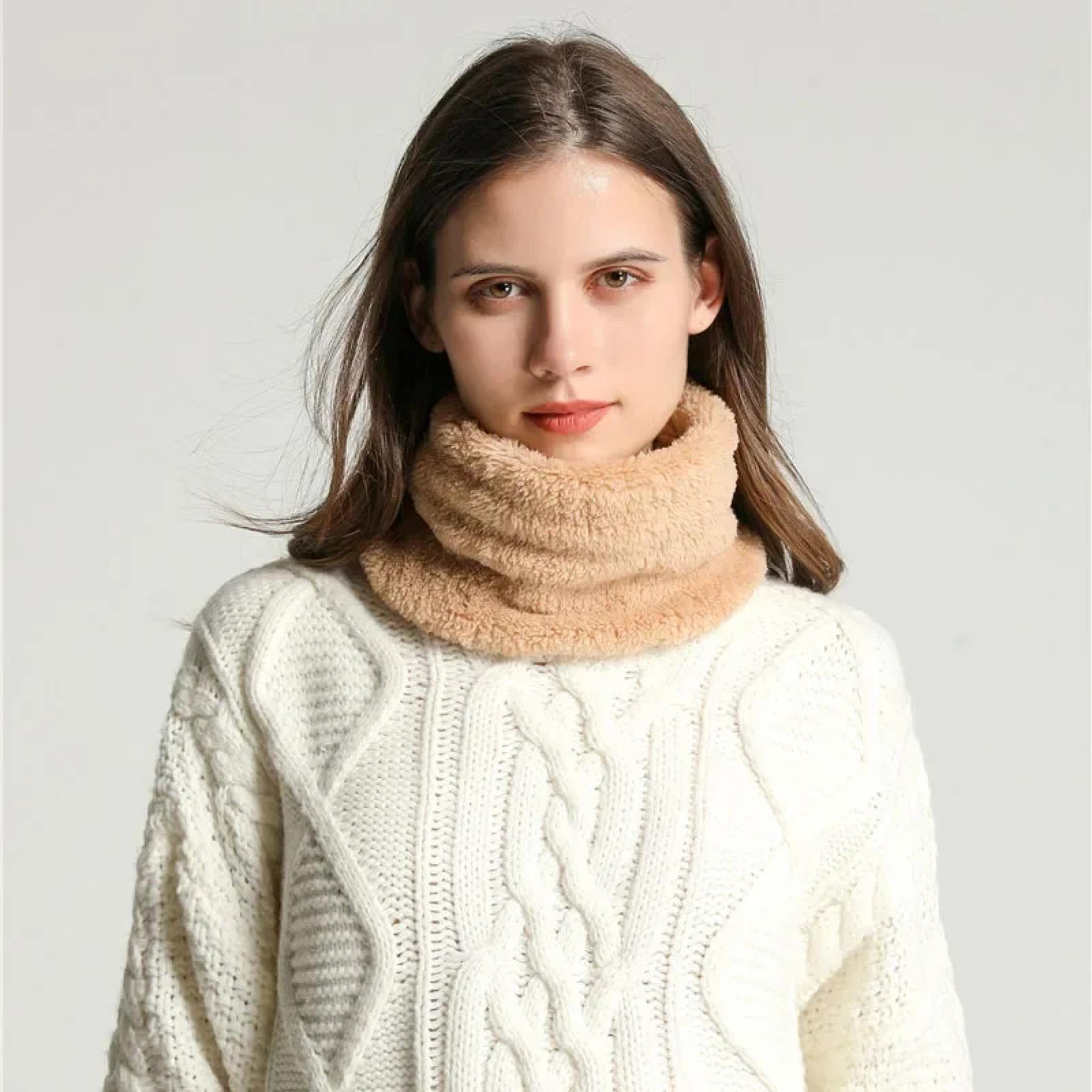Sciarpa Donna Scialle Uomo Cappello Caldo Fazzoletto Sciarpa Solido Peluche Collo Grosso Sciarpe Uomo Donna