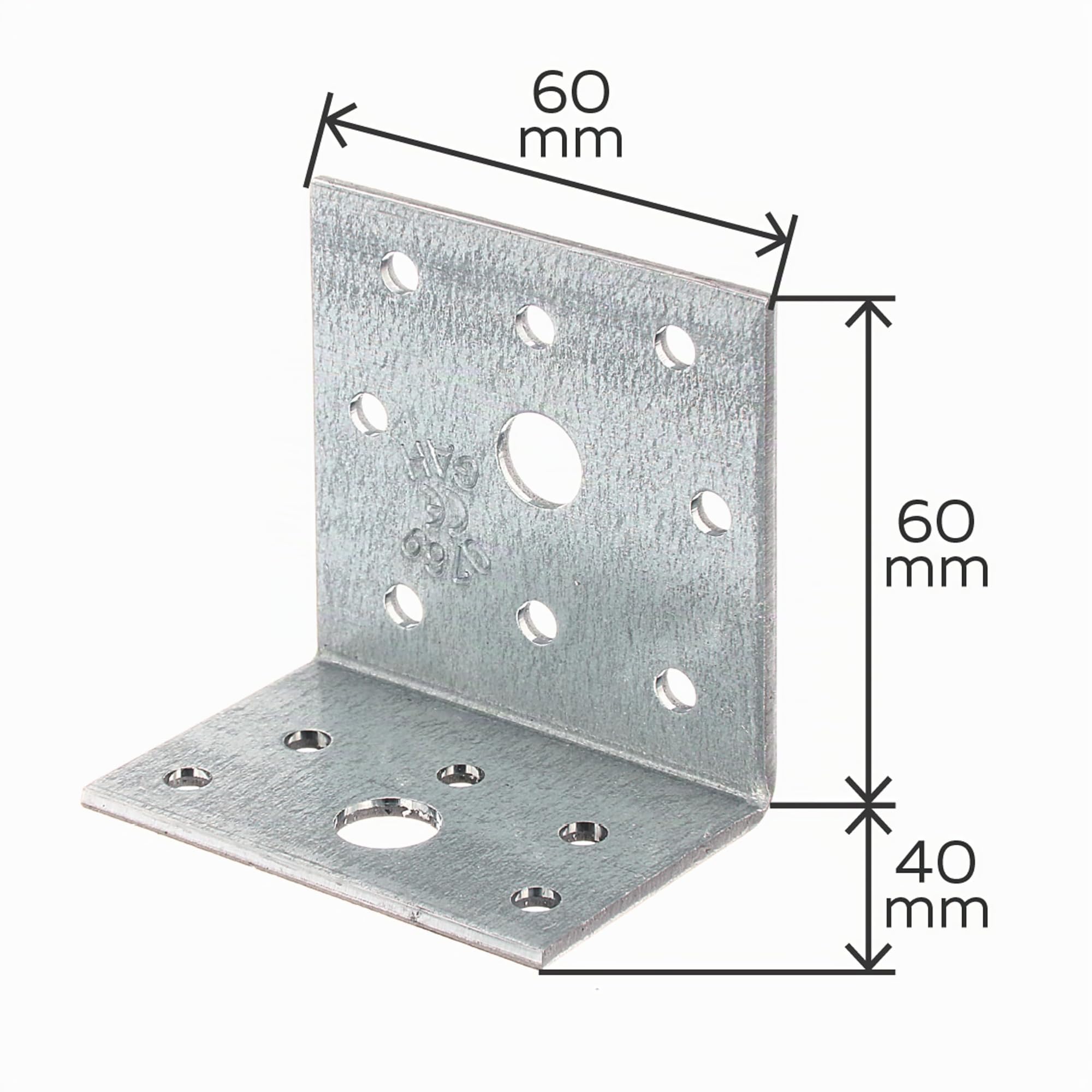 Alberts 866846 Escuadra de ensamblaje, Galvanizado Sendzimir, 40 x 60 x 60 mm, Juego de 50