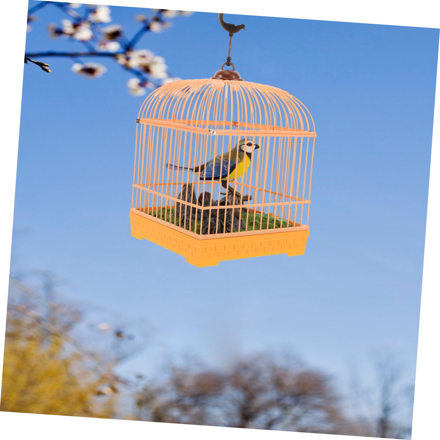 ifundom Juguete de Pájaro Jaula Activado por Sonido Diseño Realista y Portátil Pájaro Cantando y Chirriando Entretenimiento