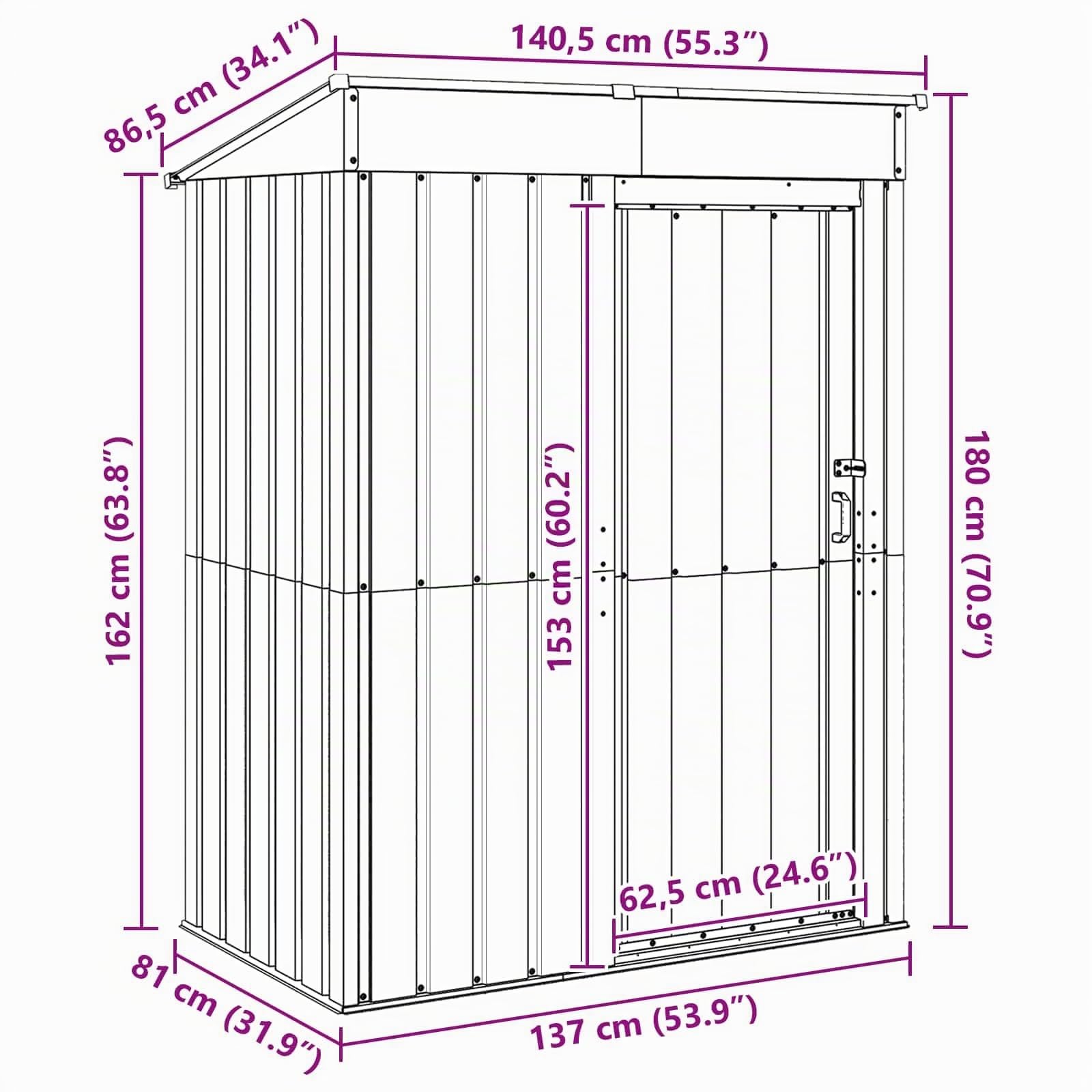 vidaXL Cabanons de Jardin Anthracite 137 x 81 x 180 cm Métал