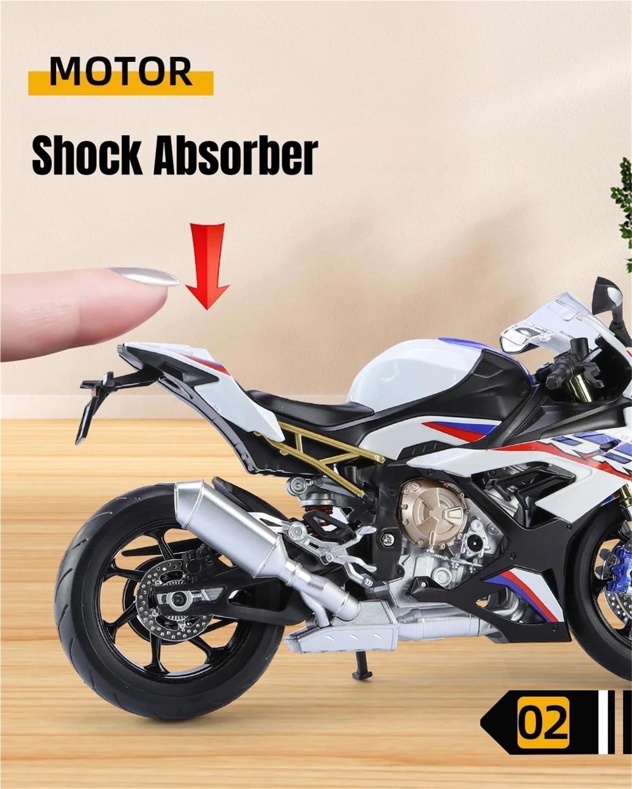 Modelo a escala de moto Moto De Juguete Iluminada, Modelo En Miniatura Metal Fundido A Presión A Escala 1/9, Regalo Colección Para BMW S1000RR S 1000RR S1000 RR