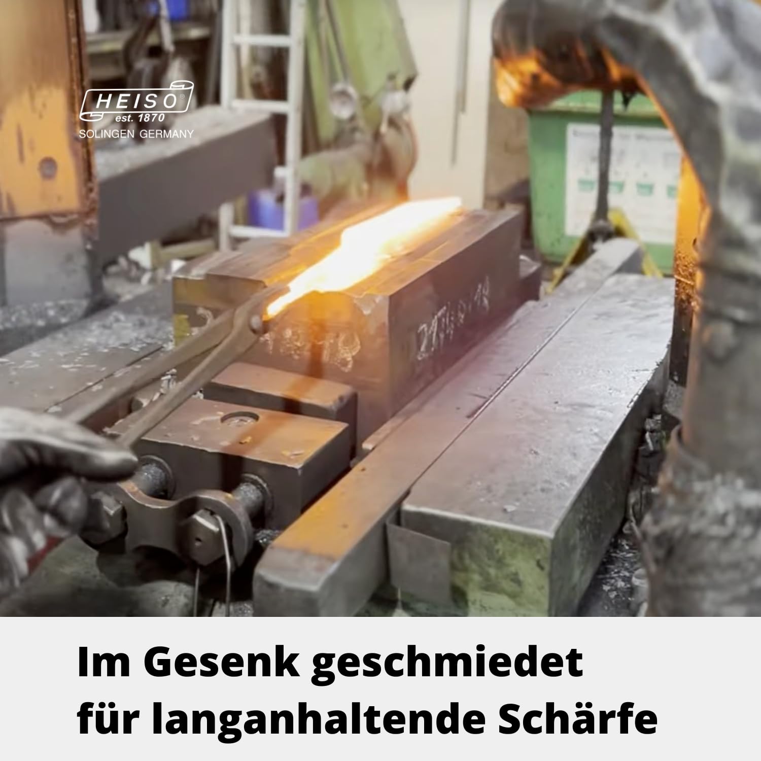 HEISO Fleischmesser mit 21cm Klingenlänge, Geschmiedetes Tranchiermesser mit Griff aus Walnussholz, Made in Solingen - Germany