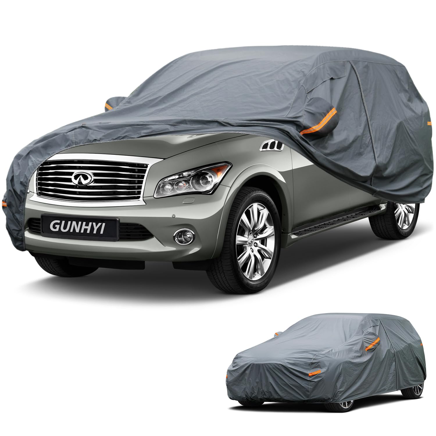 GUNHYI Premium Car Cover Custom Fit Infiniti QX56, 16 Layers Heavy Duty Car Cover Waterproof All Weather with Zipper Door for Sun Rain Snow Dust Uv Protection