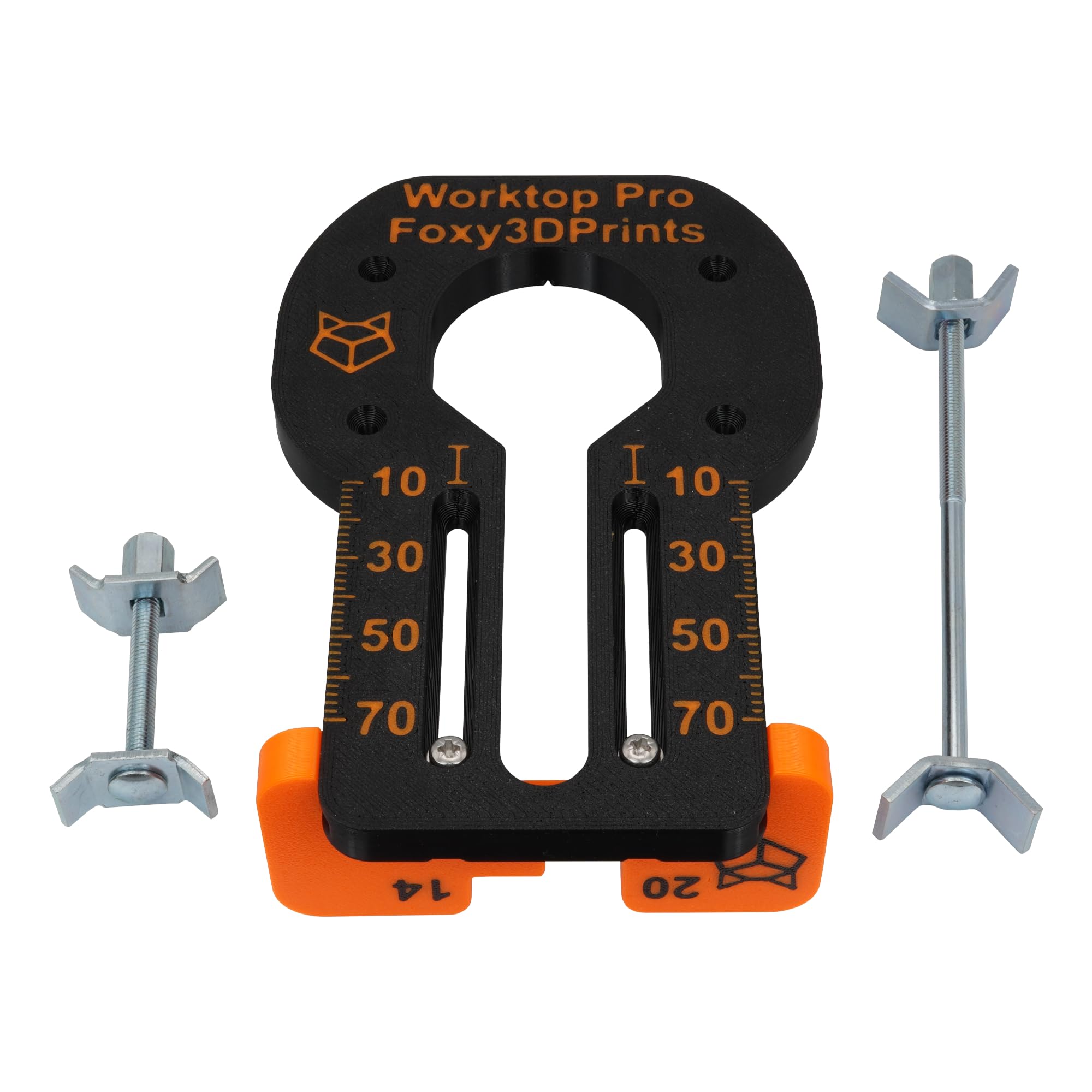 Foxy3DPrints Adjustable Worktop Bolt Jig Router Template - Kitchen Worktop Installation - 40-180mm Bolt Length