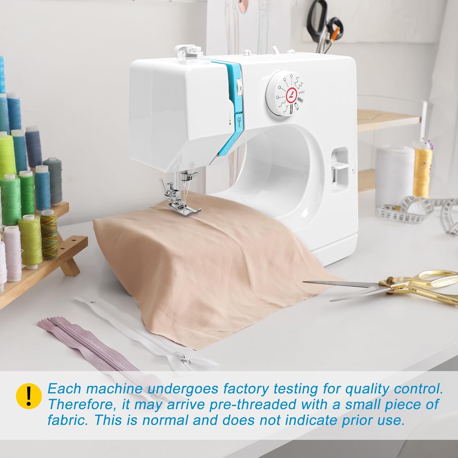 Mini Sewing Machine with 12 Stitch Patterns, Foot Pedal and Button Control, Two Speed Settings by Button, Built-in LED Light, Suitable for Beginners, Kids and Adults (Blue)